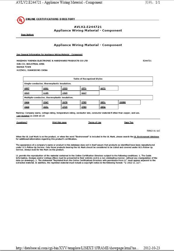 UL_电子线(AWM 758)证书